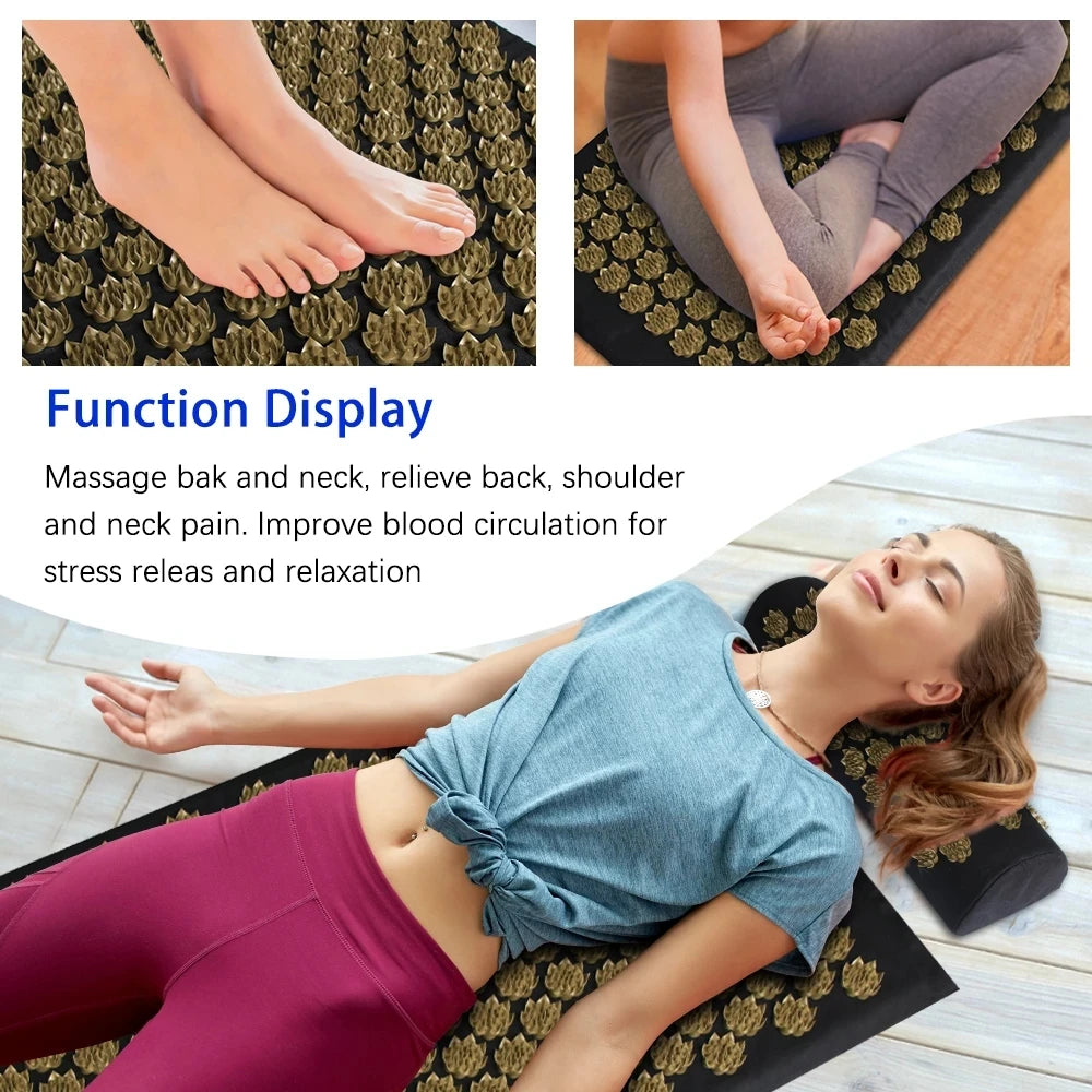 Pranamat Eco Lotus Acupressure Massage Cushion - Kuznetsov's Applicator for Neck, Foot, and Back Yoga Therapy
