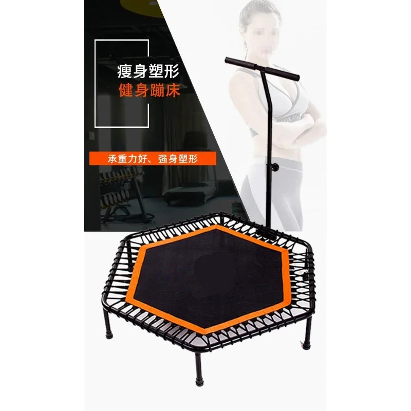 Adjustable Indoor Mini Trampoline with Handle for Fitness and Cardio Training