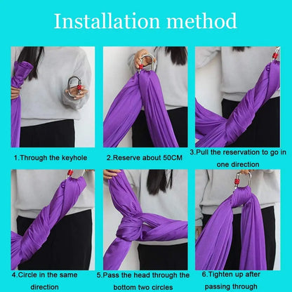 Aerial Yoga Hammock Set for Fitness and Pilates - 5.5 Yards of Silk Fabric with Carabiners and Daisy Chain for Inversion Exercises