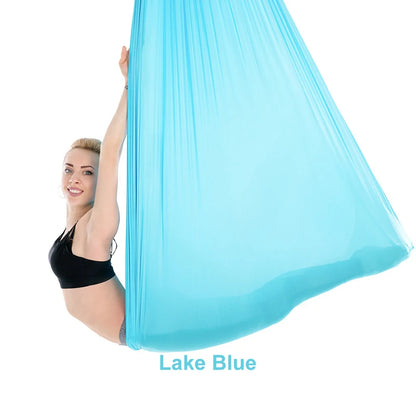 Aerial Yoga Hammock Set for Fitness and Pilates - 5.5 Yards of Silk Fabric with Carabiners and Daisy Chain for Inversion Exercises