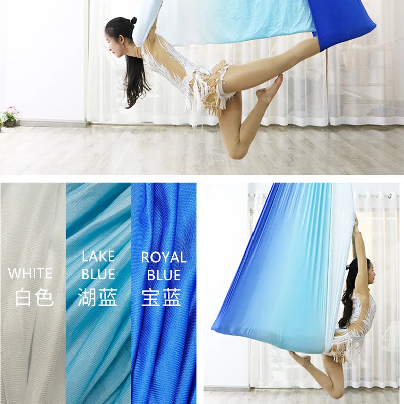 Aerial Yoga Hammock Set for Fitness and Pilates - 5.5 Yards of Silk Fabric with Carabiners and Daisy Chain for Inversion Exercises