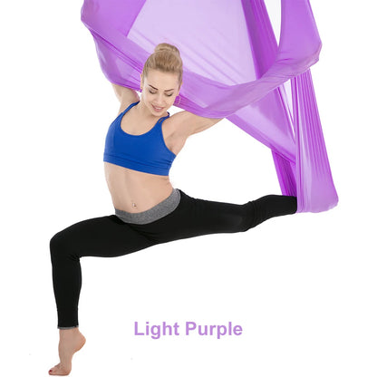 Aerial Yoga Hammock Set for Fitness and Pilates - 5.5 Yards of Silk Fabric with Carabiners and Daisy Chain for Inversion Exercises