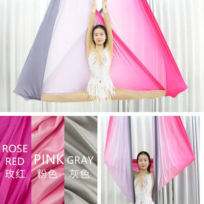 Aerial Yoga Hammock Set for Fitness and Pilates - 5.5 Yards of Silk Fabric with Carabiners and Daisy Chain for Inversion Exercises