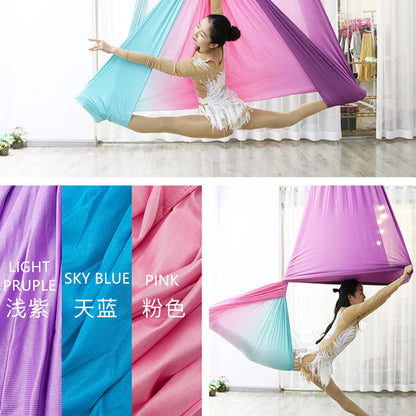 Aerial Yoga Hammock Set for Fitness and Pilates - 5.5 Yards of Silk Fabric with Carabiners and Daisy Chain for Inversion Exercises