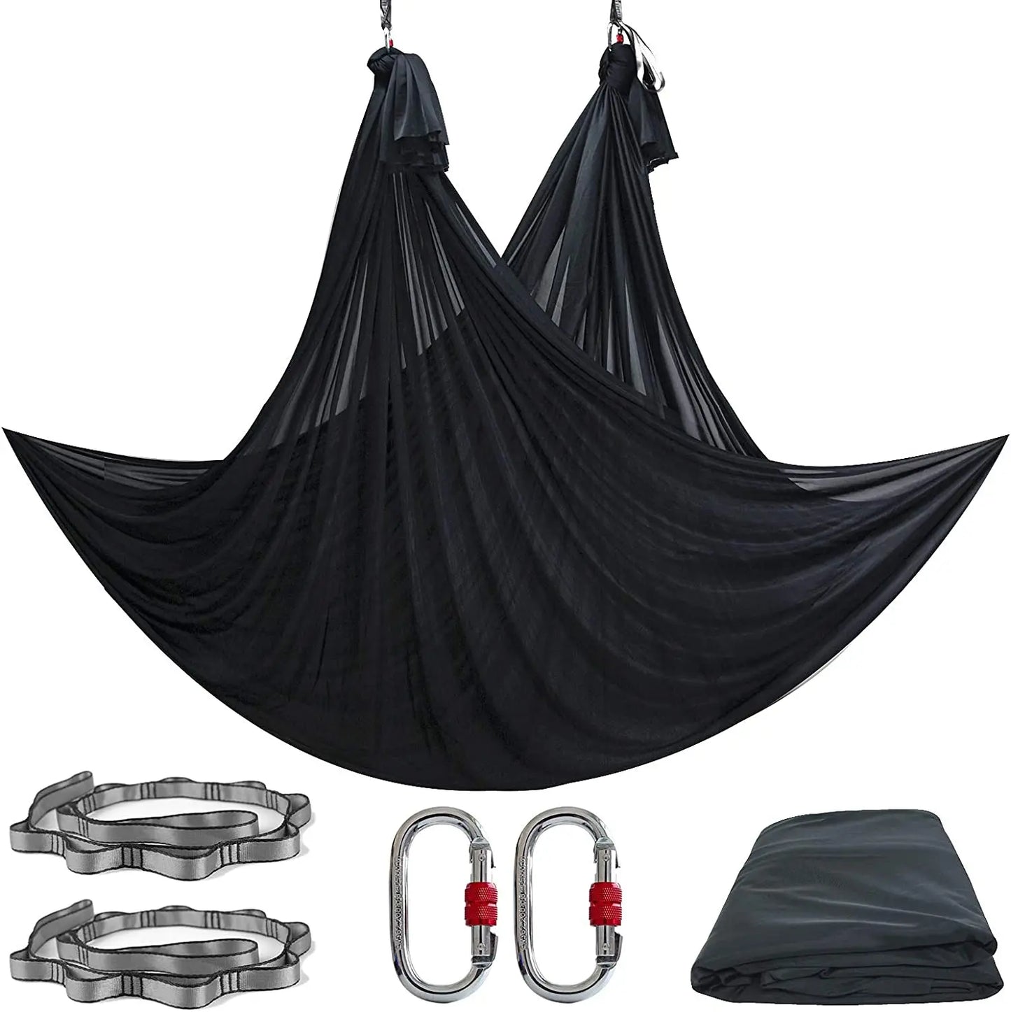 Aerial Yoga Hammock Set for Fitness and Pilates - 5.5 Yards of Silk Fabric with Carabiners and Daisy Chain for Inversion Exercises