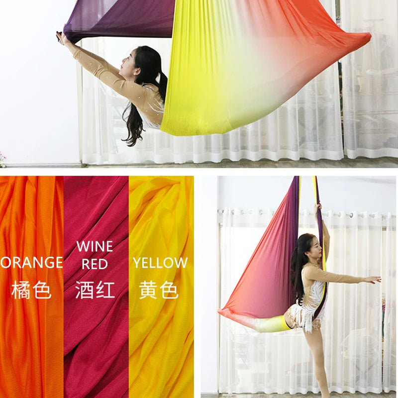 Aerial Yoga Hammock Set for Fitness and Pilates - 5.5 Yards of Silk Fabric with Carabiners and Daisy Chain for Inversion Exercises