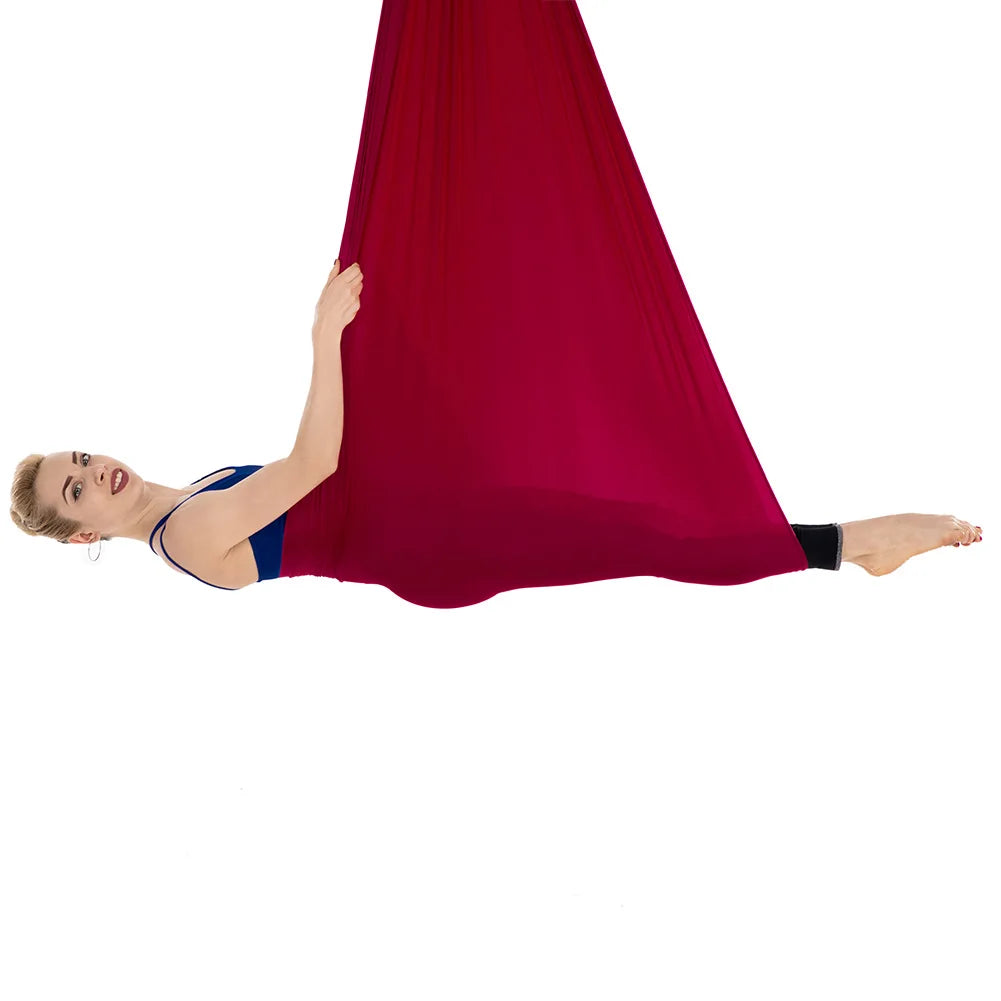 Aerial Yoga Hammock Set for Fitness and Pilates - 5.5 Yards of Silk Fabric with Carabiners and Daisy Chain for Inversion Exercises