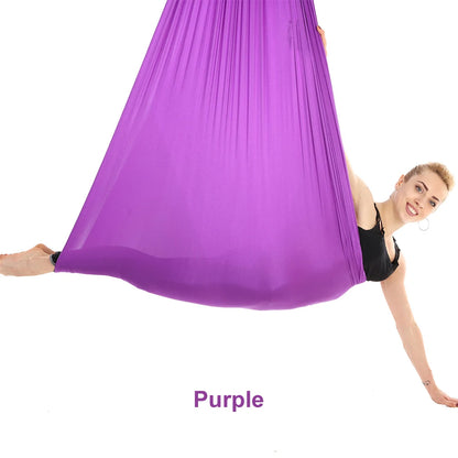 Aerial Yoga Hammock Set for Fitness and Pilates - 5.5 Yards of Silk Fabric with Carabiners and Daisy Chain for Inversion Exercises