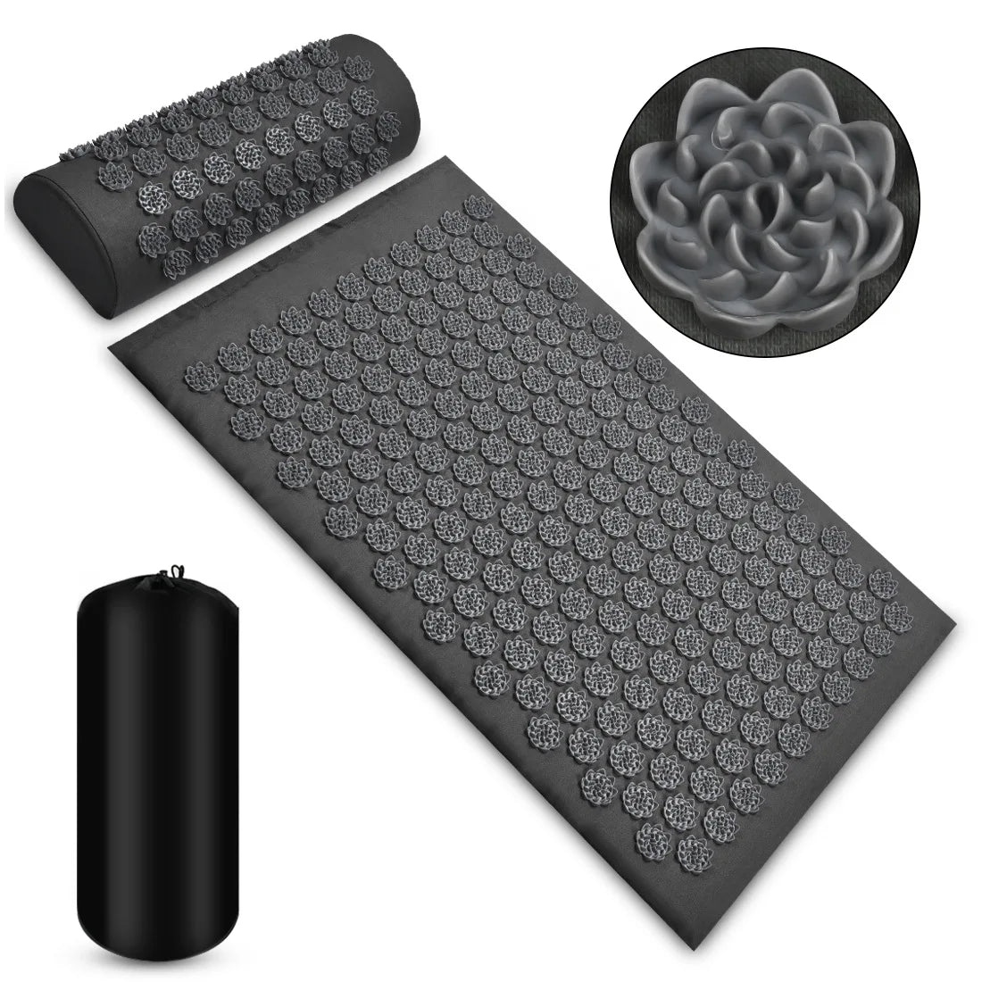 Pranamat Eco Lotus Acupressure Massage Cushion - Kuznetsov's Applicator for Neck, Foot, and Back Yoga Therapy
