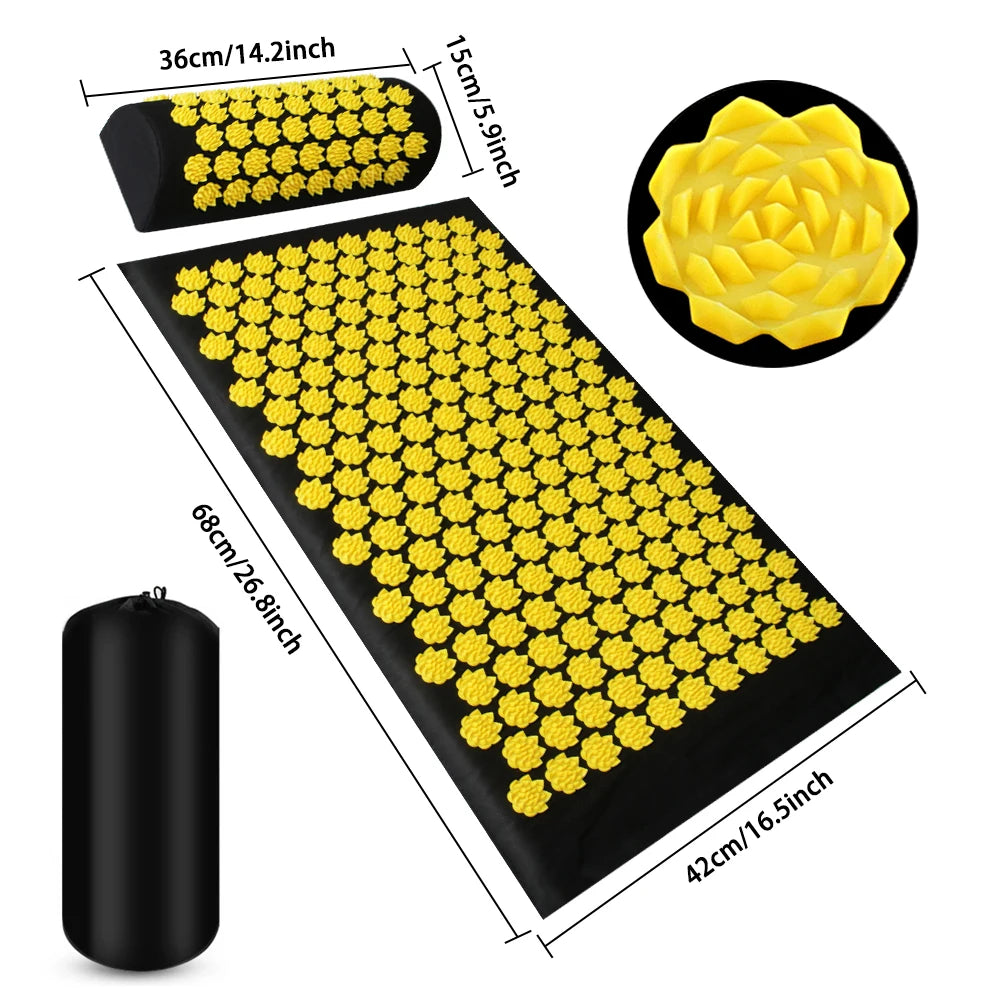 Pranamat Eco Lotus Acupressure Massage Cushion - Kuznetsov's Applicator for Neck, Foot, and Back Yoga Therapy