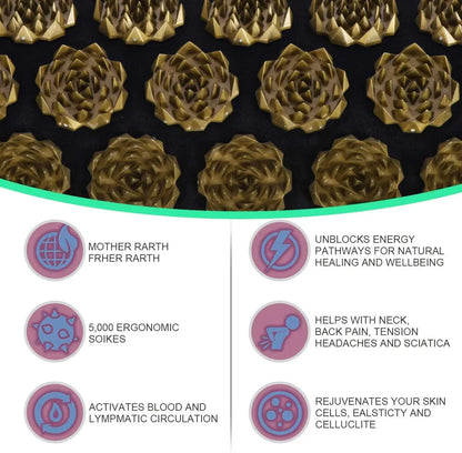 Pranamat Eco Lotus Acupressure Massage Cushion - Kuznetsov's Applicator for Neck, Foot, and Back Yoga Therapy
