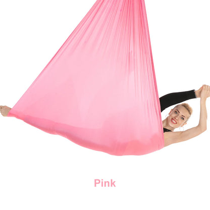 Aerial Yoga Hammock Set for Fitness and Pilates - 5.5 Yards of Silk Fabric with Carabiners and Daisy Chain for Inversion Exercises