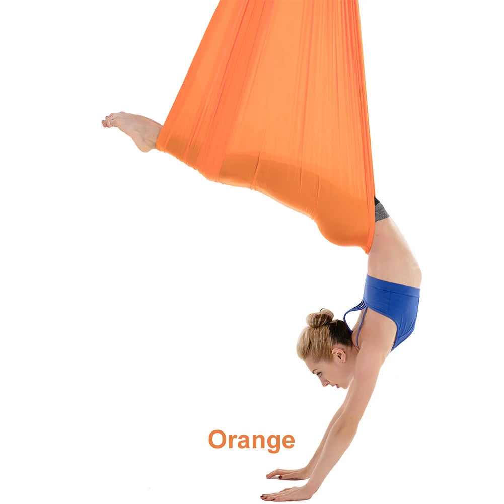 Aerial Yoga Hammock Set for Fitness and Pilates - 5.5 Yards of Silk Fabric with Carabiners and Daisy Chain for Inversion Exercises
