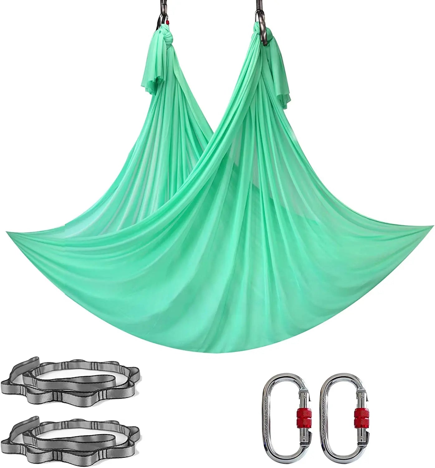 Aerial Yoga Hammock Set for Fitness and Pilates - 5.5 Yards of Silk Fabric with Carabiners and Daisy Chain for Inversion Exercises