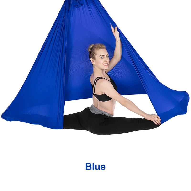 Aerial Yoga Hammock Set for Fitness and Pilates - 5.5 Yards of Silk Fabric with Carabiners and Daisy Chain for Inversion Exercises